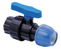 Кран шаровой ПНД компрессионный цанга — внутренняя резьба разборный 25х1/2" (35/7) (Valfex)